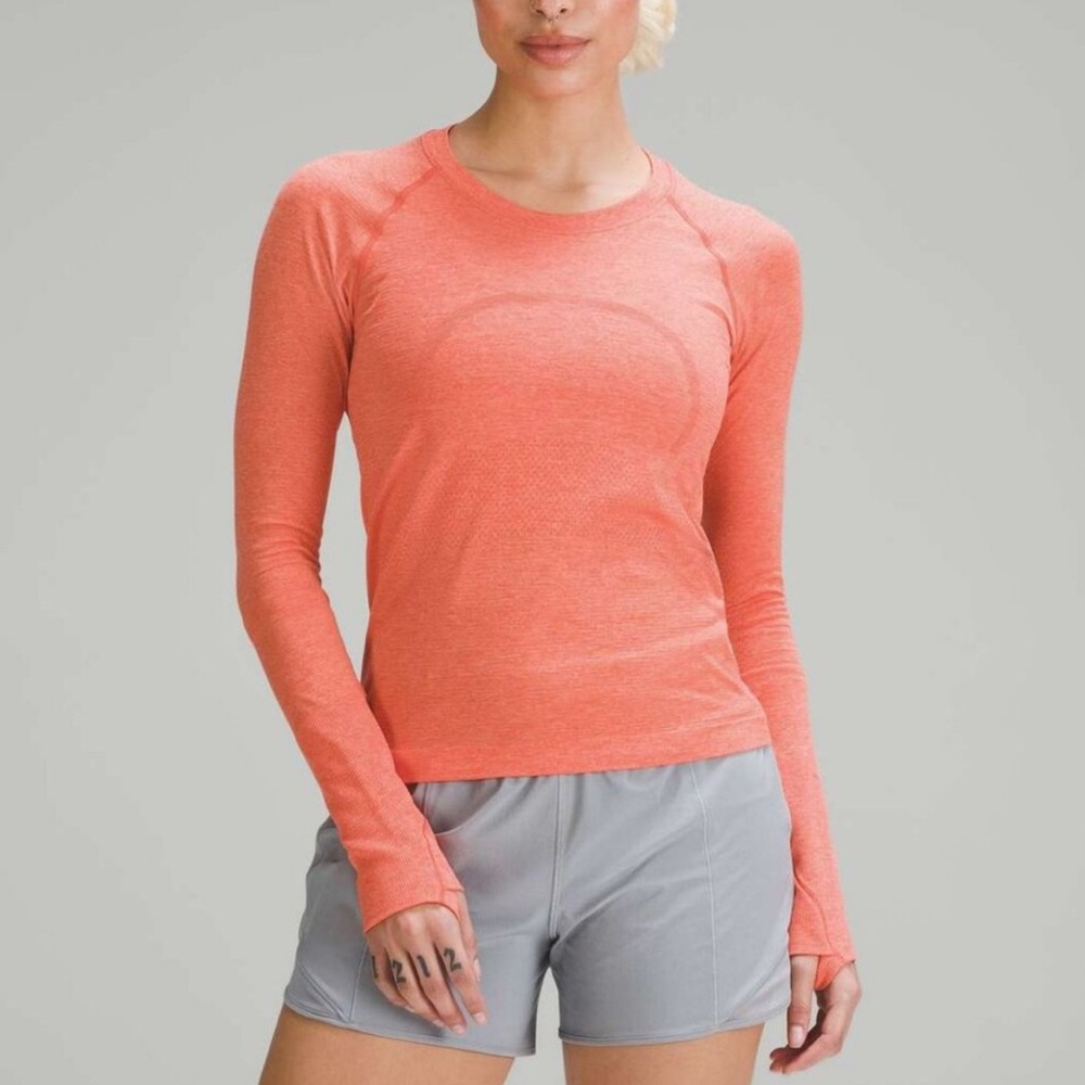 lululemon Swiftly Tech Long Sleeve 2.0 Race, Size 6, Solar Orange/Sunny coral